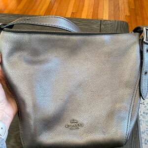 Gunmetal leather Coach crossbody with adjustable strap